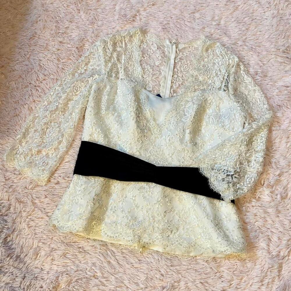 Vintage Alfred Angelo Lace‎ Beaded Formal Mature Bridal Glam Classic Peplum Top